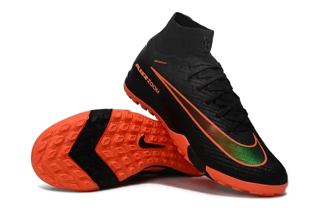 Nike 黑橙色 袜套领 纹理针织鞋面 草地足球鞋 6