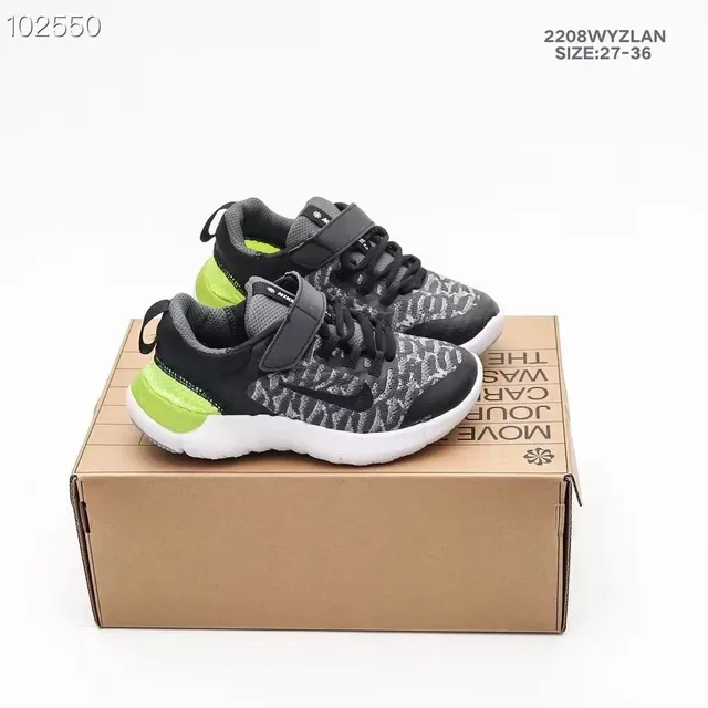 Nike Black White Knit Upper Velcro Strap Closure Lifestyle Sneakers 24
