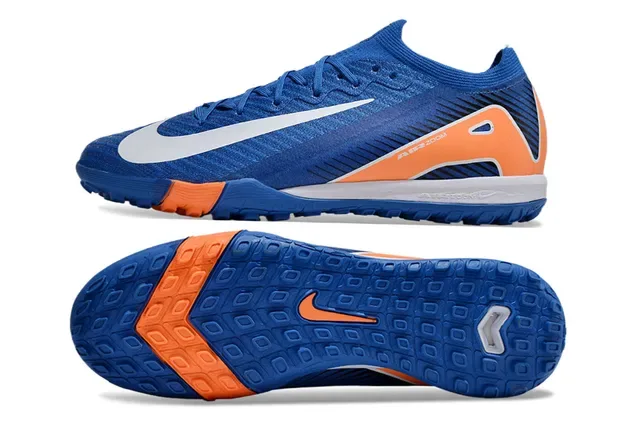 Nike Tênis de futebol indoor azul e laranja upper de tricô colar de ajuste dinâmico 5