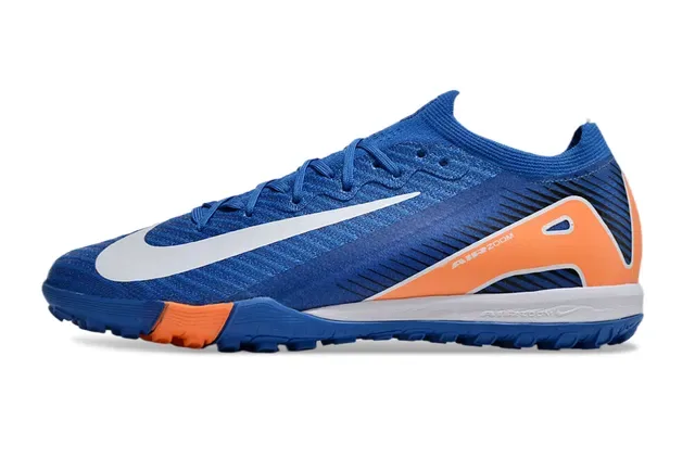 Nike Tênis de futebol indoor azul e laranja upper de tricô colar de ajuste dinâmico 7