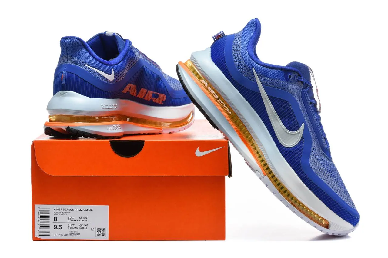 Nike Blue Orange Knit Upper Visible Air Zoom Unit Running Shoes 2