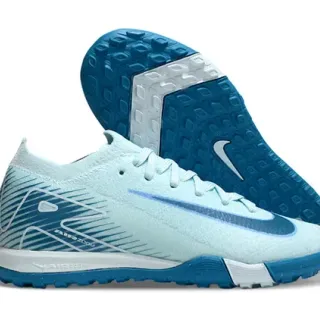 Nike Chaussures de football indoor bleu blanc upper maille silhouette low-cut