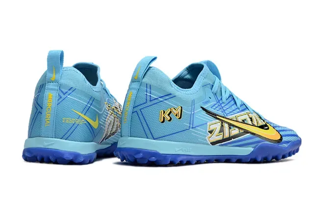 Nike Blue Yellow Light Flyknit Upper Vibrant Graphic Overlay Turf Soccer Shoes 5