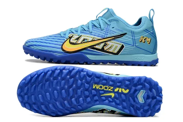 Nike Blue Yellow Light Flyknit Upper Vibrant Graphic Overlay Turf Soccer Shoes 6