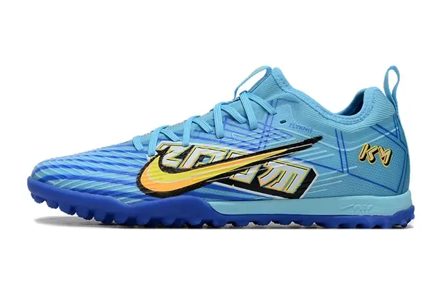 Nike Blue Yellow Light Flyknit Upper Vibrant Graphic Overlay Turf Soccer Shoes 7
