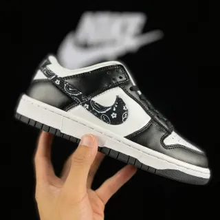 Nike Dunk Low Bandana Print أسود أبيض سنيكرز لايف ستايل