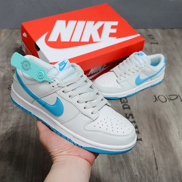 Nike Dunk Low Gray and Cyan Blue Lifestyle Sneakers 2