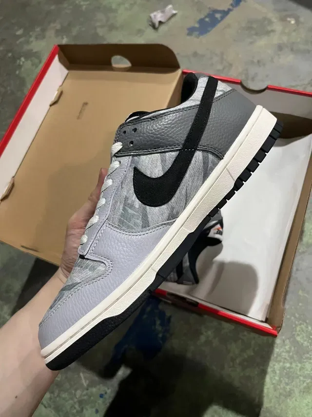 Nike Dunk Low Gray Metallic Camo Lifestyle Sneakers 3