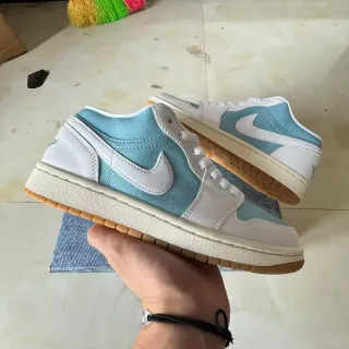 Nike Dunk Low Light Blue and White Denim-Textured Lifestyle Sneakers