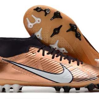 Nike ذهبي أسود معدني نحاسي علوية عالية القطع كمة جوارب أرض صلبة أحذية كرة القدم