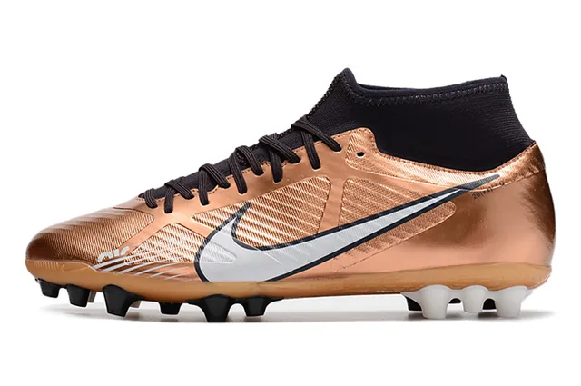 Nike ذهبي أسود معدني نحاسي علوية عالية القطع كمة جوارب أرض صلبة أحذية كرة القدم 12