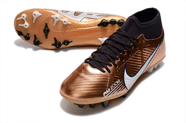 Nike ذهبي أسود معدني نحاسي علوية عالية القطع كمة جوارب أرض صلبة أحذية كرة القدم 13