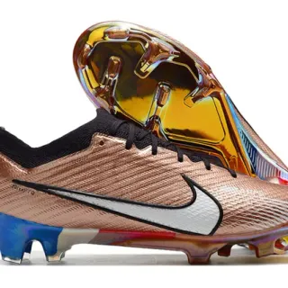 Nike Gold Blue Metallic Copper Upper Iridescent Sole Plate Firm-Ground Soccer Shoes