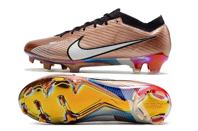 Nike Gold Blue Metallic Copper Upper Iridescent Sole Plate Firm-Ground Soccer Shoes 17