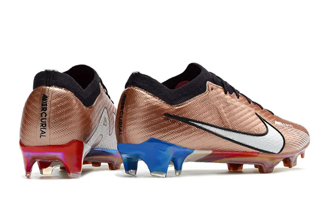 Nike Gold Blue Metallic Copper Upper Iridescent Sole Plate Firm-Ground Soccer Shoes 22