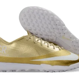 Nike Dourado Branco Metálico Sintético Accent Swoosh Sapatos de Futebol Turf