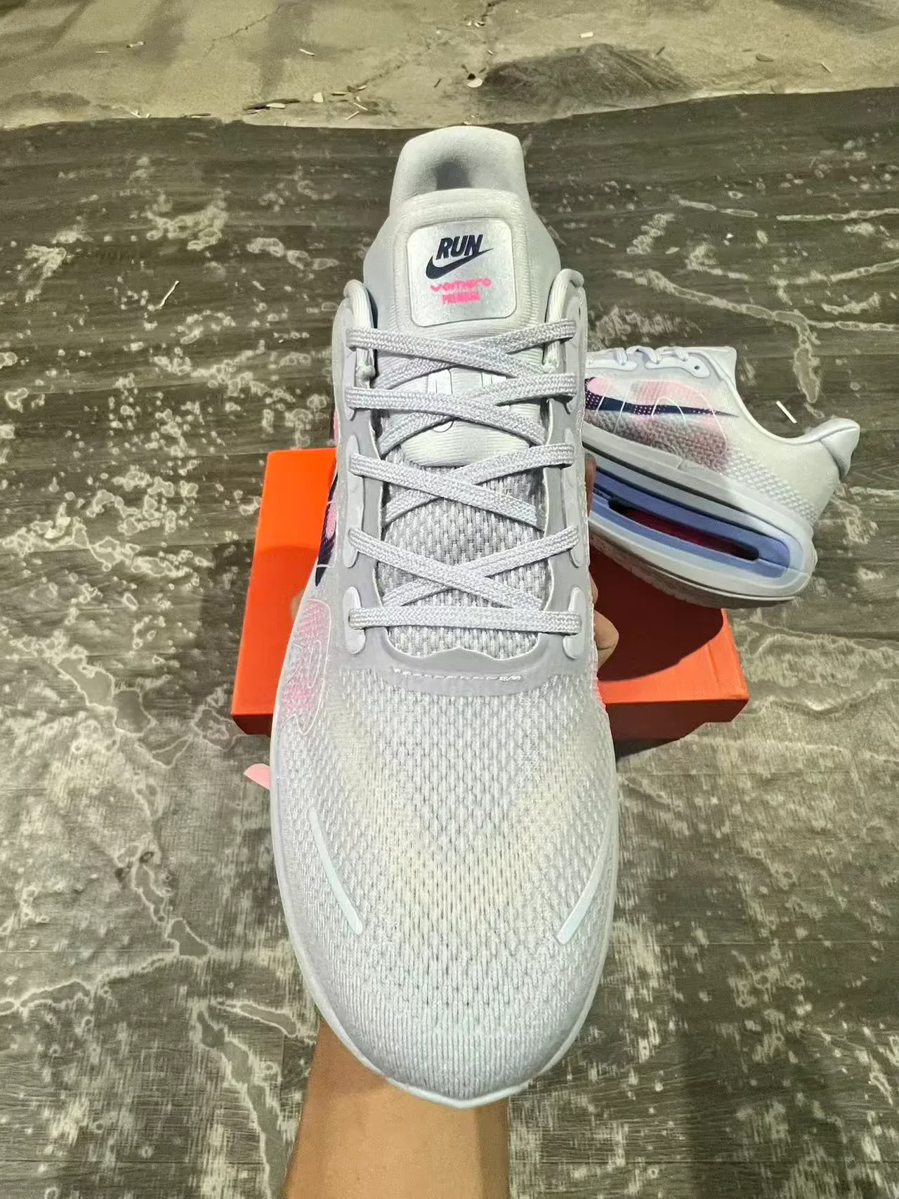 Nike Gris Rose Visible Plein Longueur Air Zoom Unit Lavande-Bleu Semelle Intermédiaire Cadre Style de Vie Baskets 3