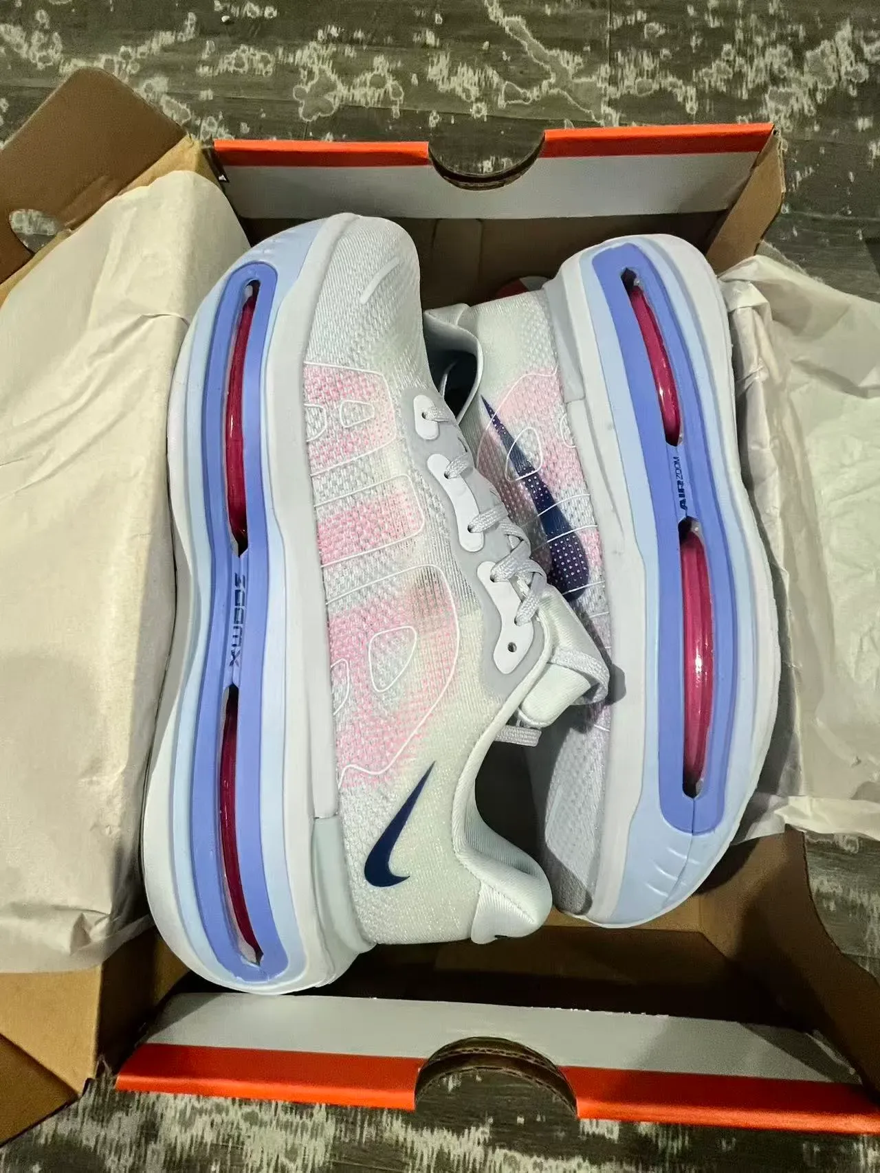 Nike Gris Rose Visible Plein Longueur Air Zoom Unit Lavande-Bleu Semelle Intermédiaire Cadre Style de Vie Baskets 9