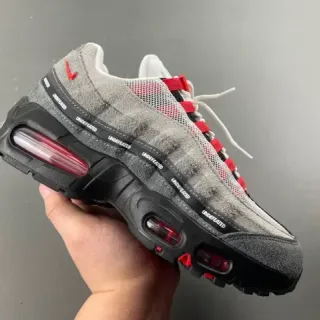 Nike رمادي أحمر مقسم مرئي Air Cushioning طبقي سويد و شبكة علوية نمط حياة أحذية رياضية