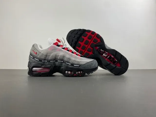 Nike رمادي أحمر مقسم مرئي Air Cushioning طبقي سويد و شبكة علوية نمط حياة أحذية رياضية 12