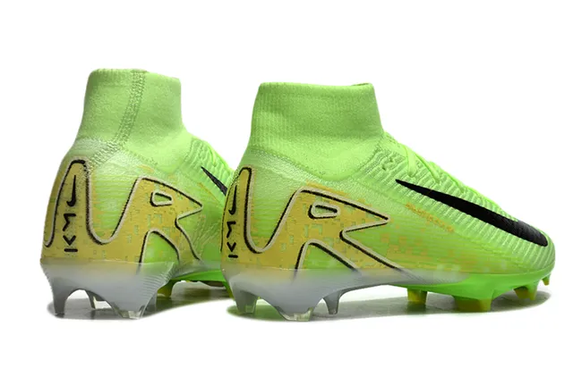 Nike Verde Preto Alto-Corte Tricô Superior Asimétrico Cadarços Terra Firme Sapatos de Futebol 5