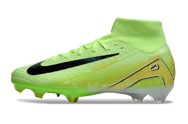 Nike Verde Preto Alto-Corte Tricô Superior Asimétrico Cadarços Terra Firme Sapatos de Futebol 7