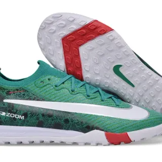 Nike Verde Vermelho Upper de malha sobreposição de padrão floral Turf sapatos de futebol para grama