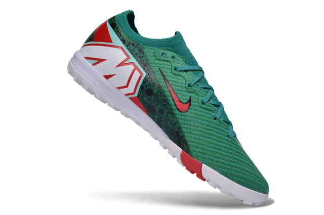 Nike Verde Vermelho Upper de malha sobreposição de padrão floral Turf sapatos de futebol para grama 2