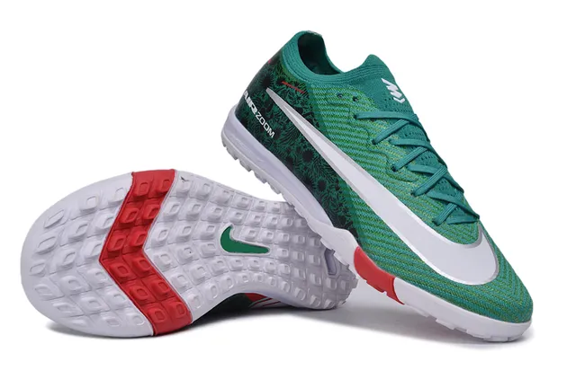 Nike Verde Vermelho Upper de malha sobreposição de padrão floral Turf sapatos de futebol para grama 4