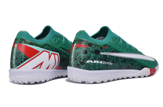 Nike Verde Vermelho Upper de malha sobreposição de padrão floral Turf sapatos de futebol para grama 5