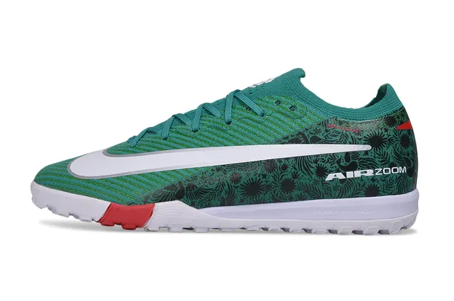 Nike Verde Vermelho Upper de malha sobreposição de padrão floral Turf sapatos de futebol para grama 6