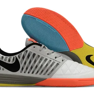 Nike Hyperfuse blanco gris Cage-Overlay Construction Quilted Leather Toe zapatos de fútbol indoor
