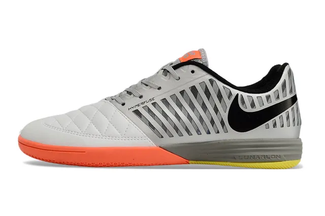 Nike Hyperfuse White Gray Cage-Overlay Construction Quilted Leather Toe Indoor Soccer Shoes 7