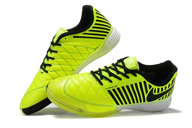 Nike Hypervenom Phantom Indoor Amarelo Preto acolchoado sintético upper sobreposição lateral listrada interior tênis de futebol 4