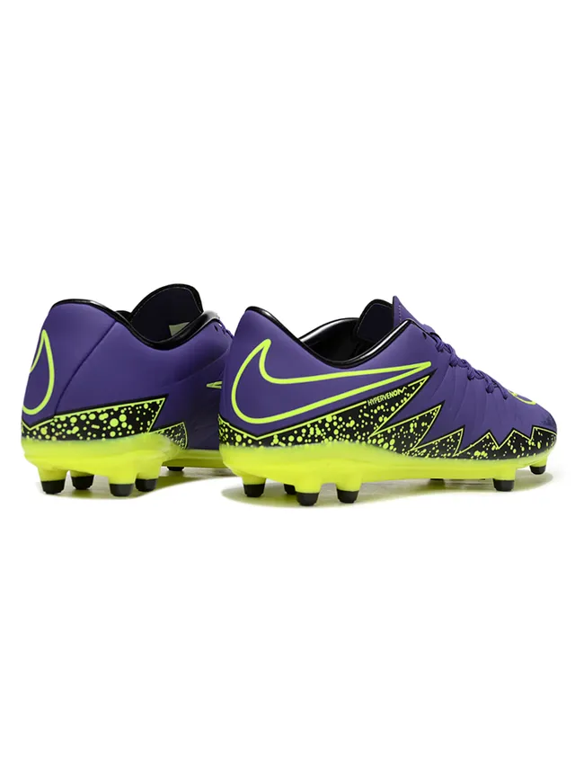 Nike HyperVenom بنفسجي أصفر منخفض القطع علوي اصطناعي نمط شيفرون طبقة مقدمة أرضية ثابتة أحذية كرة القدم 5