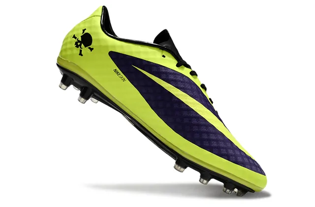 Nike HyperVenom पीला बैंगनी लो-कट सिंथेटिक अपर टेक्स्चर्ड ग्रिड मिडफुट पैनल फर्म-ग्राउंड फुटबॉल जूते 2