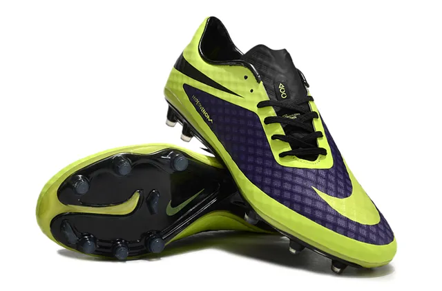 Nike HyperVenom पीला बैंगनी लो-कट सिंथेटिक अपर टेक्स्चर्ड ग्रिड मिडफुट पैनल फर्म-ग्राउंड फुटबॉल जूते 4