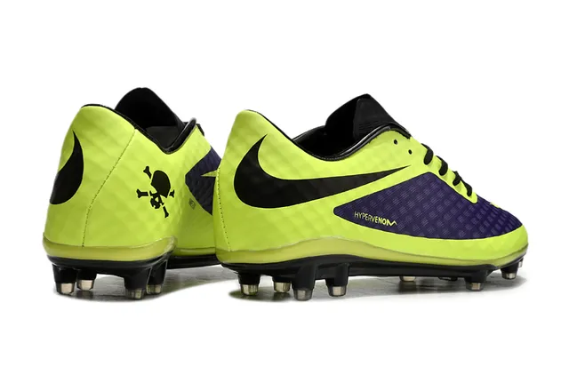 Nike HyperVenom पीला बैंगनी लो-कट सिंथेटिक अपर टेक्स्चर्ड ग्रिड मिडफुट पैनल फर्म-ग्राउंड फुटबॉल जूते 5