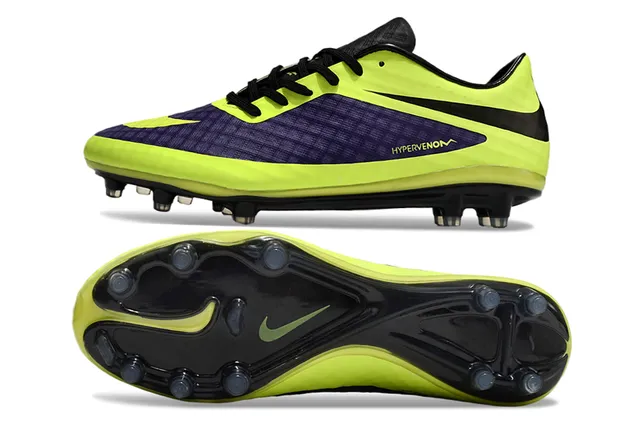 Nike HyperVenom पीला बैंगनी लो-कट सिंथेटिक अपर टेक्स्चर्ड ग्रिड मिडफुट पैनल फर्म-ग्राउंड फुटबॉल जूते 6