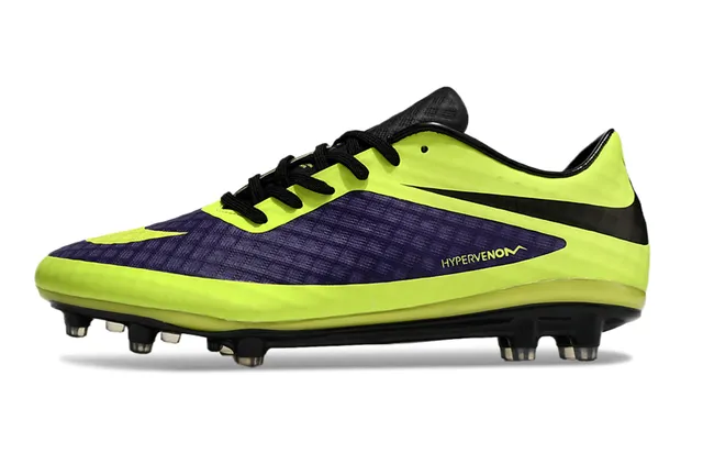 Nike HyperVenom पीला बैंगनी लो-कट सिंथेटिक अपर टेक्स्चर्ड ग्रिड मिडफुट पैनल फर्म-ग्राउंड फुटबॉल जूते 7