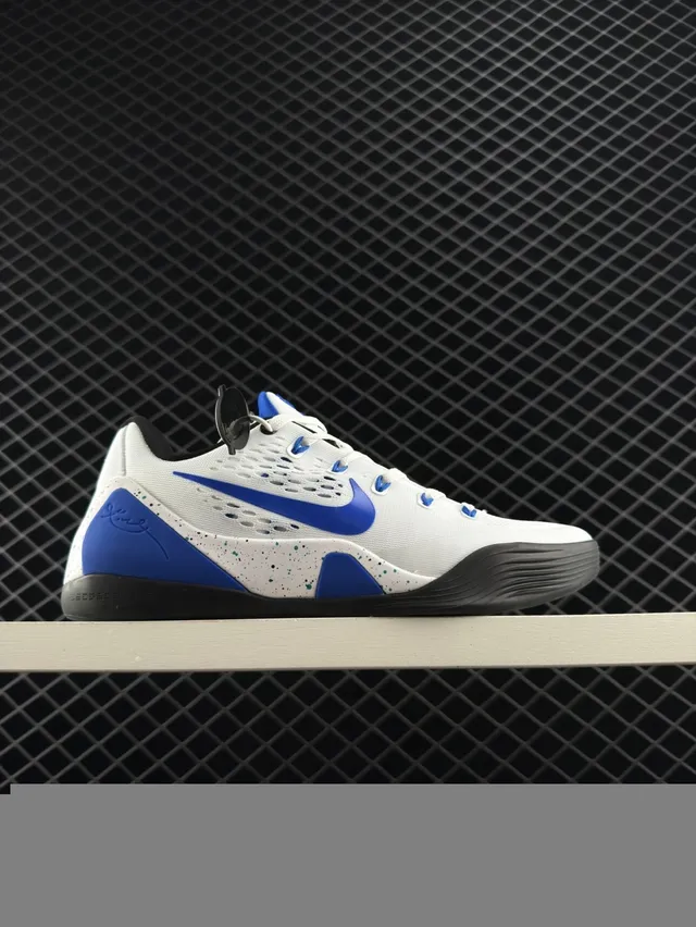Nike Kobe 9 Low White Blue Silhouette Engineered Mesh Upper Basketball Shoes 7
