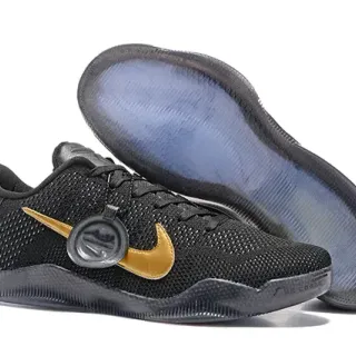 Nike Kobe أسود ذهبي أعلى نسيج Swoosh أكسنت أحذية كرة السلة