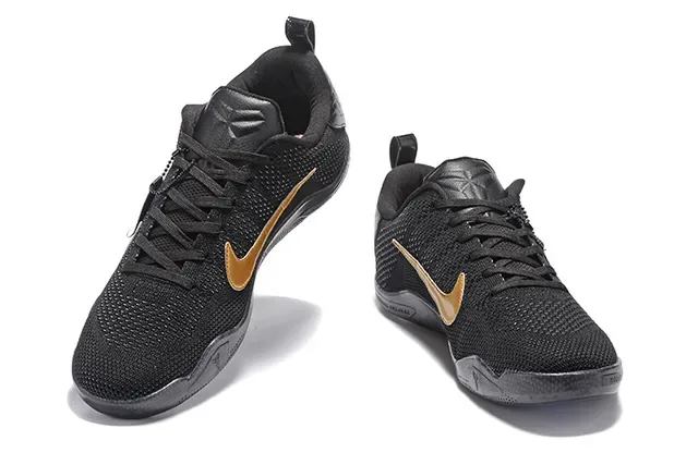 Nike Kobe Preto Dourado Knit Upper Swoosh Acento Tênis de Basquete 3