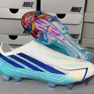Nike Mercurial F50 Hyperfast Branco Azul Iridescent Sapatos de futebol FG