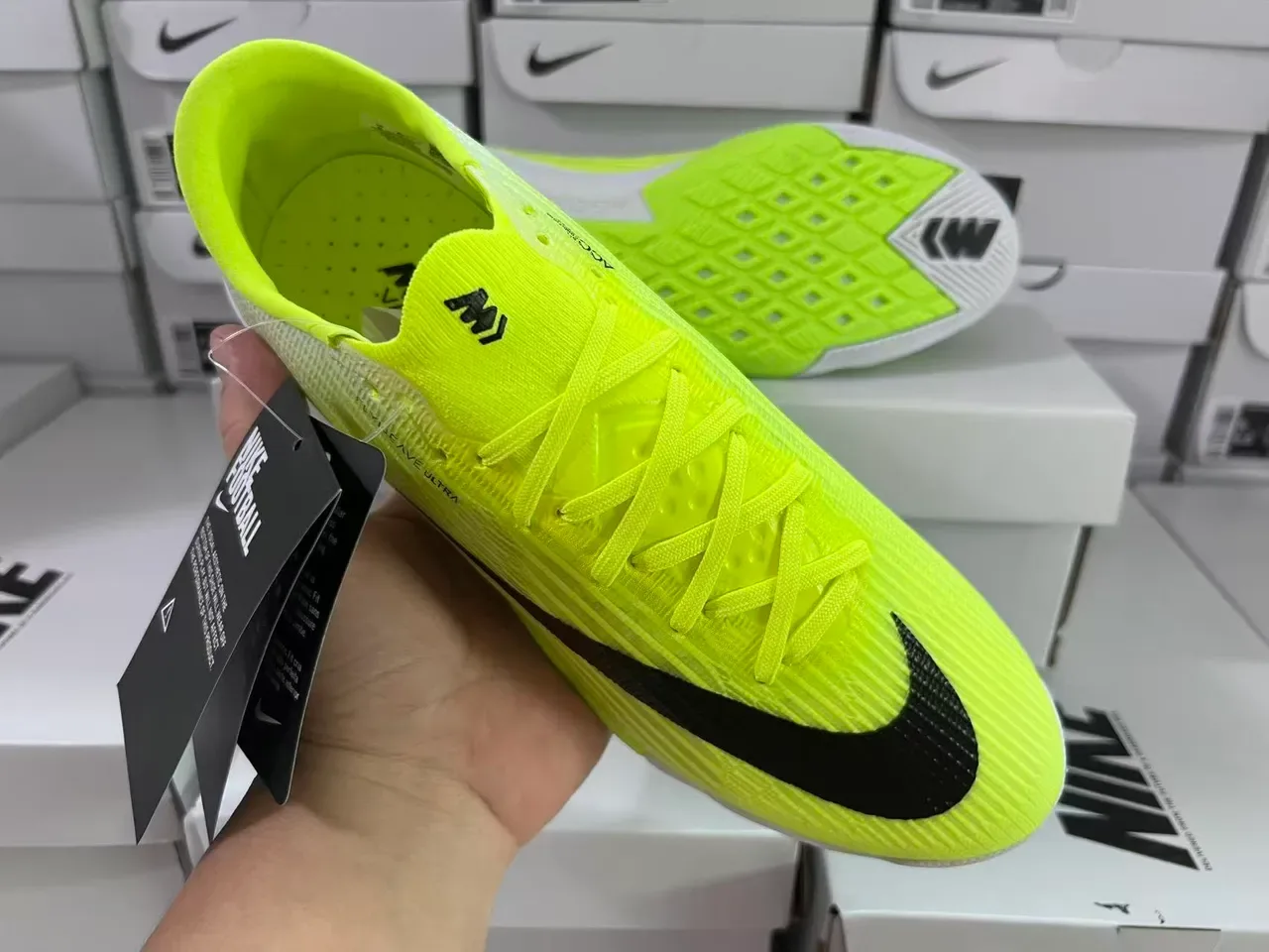 Nike Mercurial Flyweave Ultra Neon Yellow Black Indoor Soccer Shoes 5