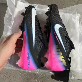 Nike Mercurial Chaussures de football Noir Rose Bleu Dégradé Terrain ferme Chaussures de football