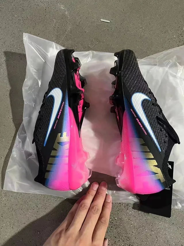 Nike Mercurial Sapatos de Futebol Preto Rosa Azul Gradiente Firm-Ground Sapatos de Futebol 3