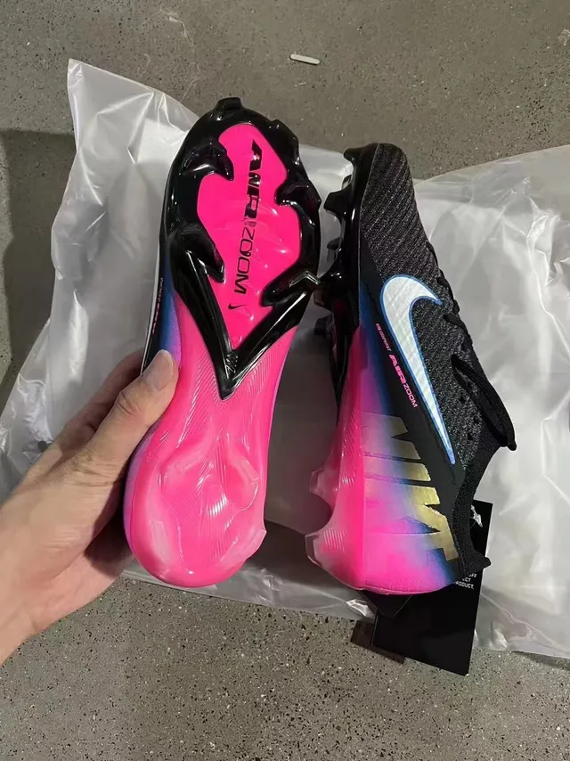 Nike Mercurial Sapatos de Futebol Preto Rosa Azul Gradiente Firm-Ground Sapatos de Futebol 4