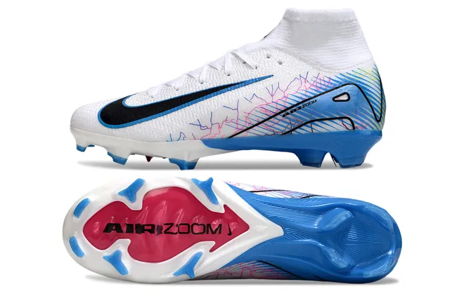 Nike Mercurial Vapor Air Zoom Blanc, Bleu, Rose Terrain ferme Chaussures de football 5