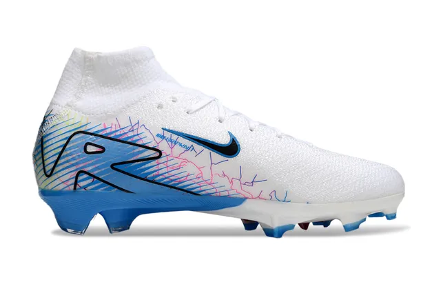Nike Mercurial Vapor Air Zoom Blanc, Bleu, Rose Terrain ferme Chaussures de football 7